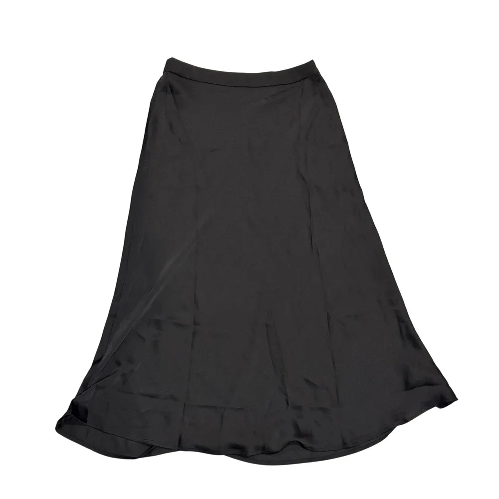 Cupshe Satin Midi Skirt Womens Medium Black NEW A02B4K009AA Silky Slip Skirt